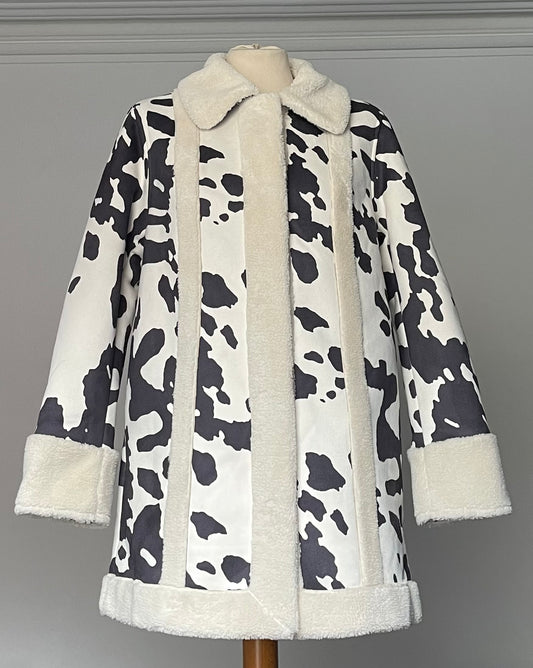 Annorlunda Cow Print Faux Suede Jacket