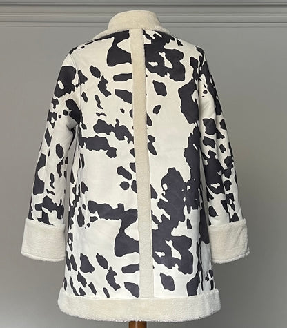 Annorlunda Cow Print Faux Suede Jacket