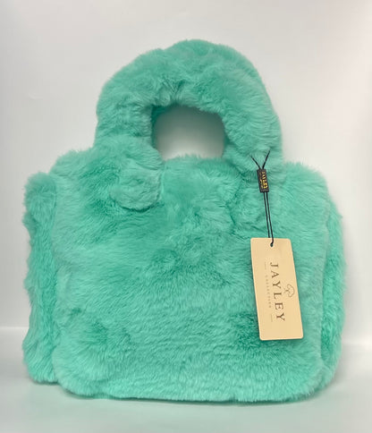 Jayley Faux Fur Green Tote Bag