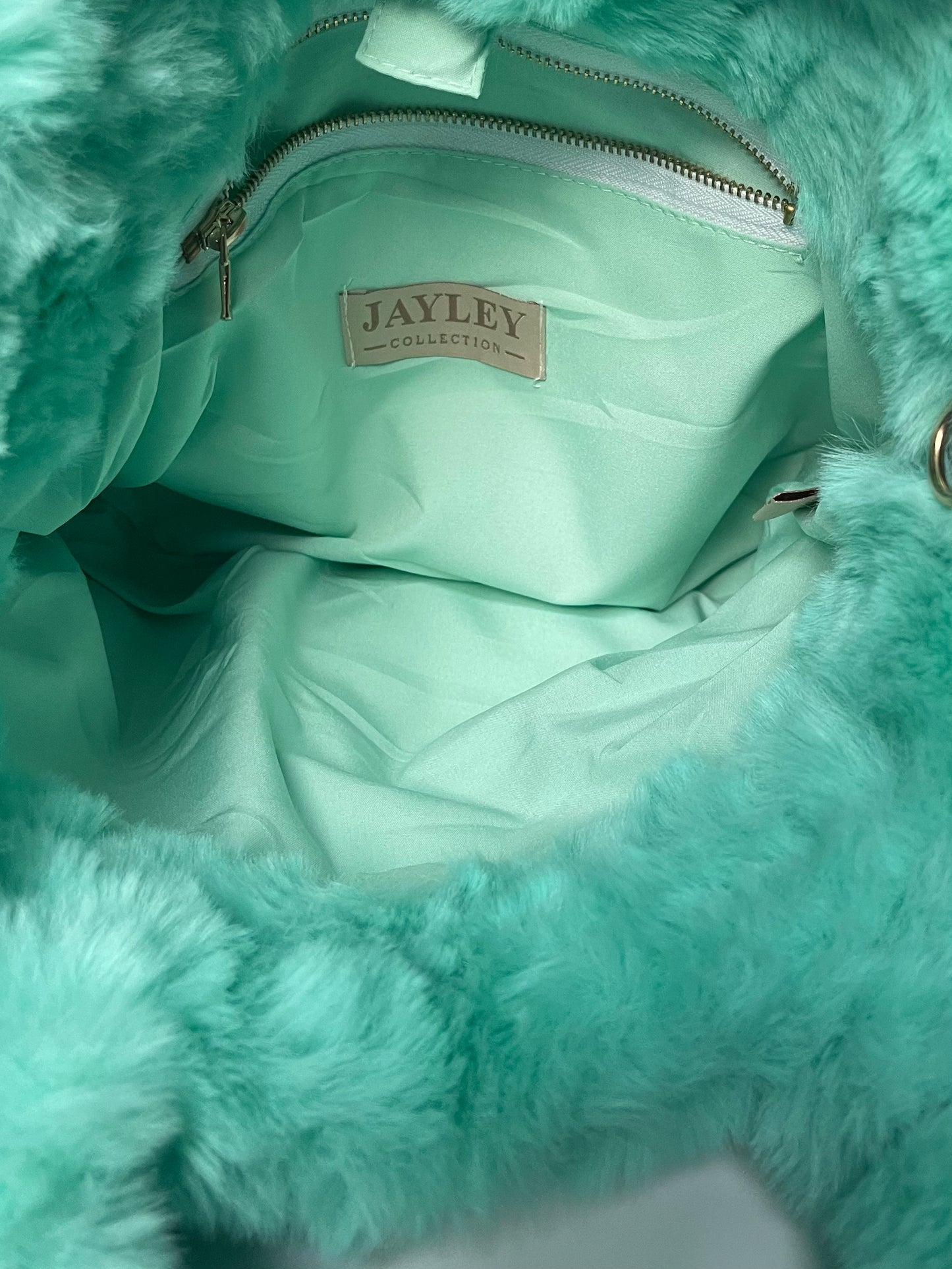 Jayley Faux Fur Green Tote Bag