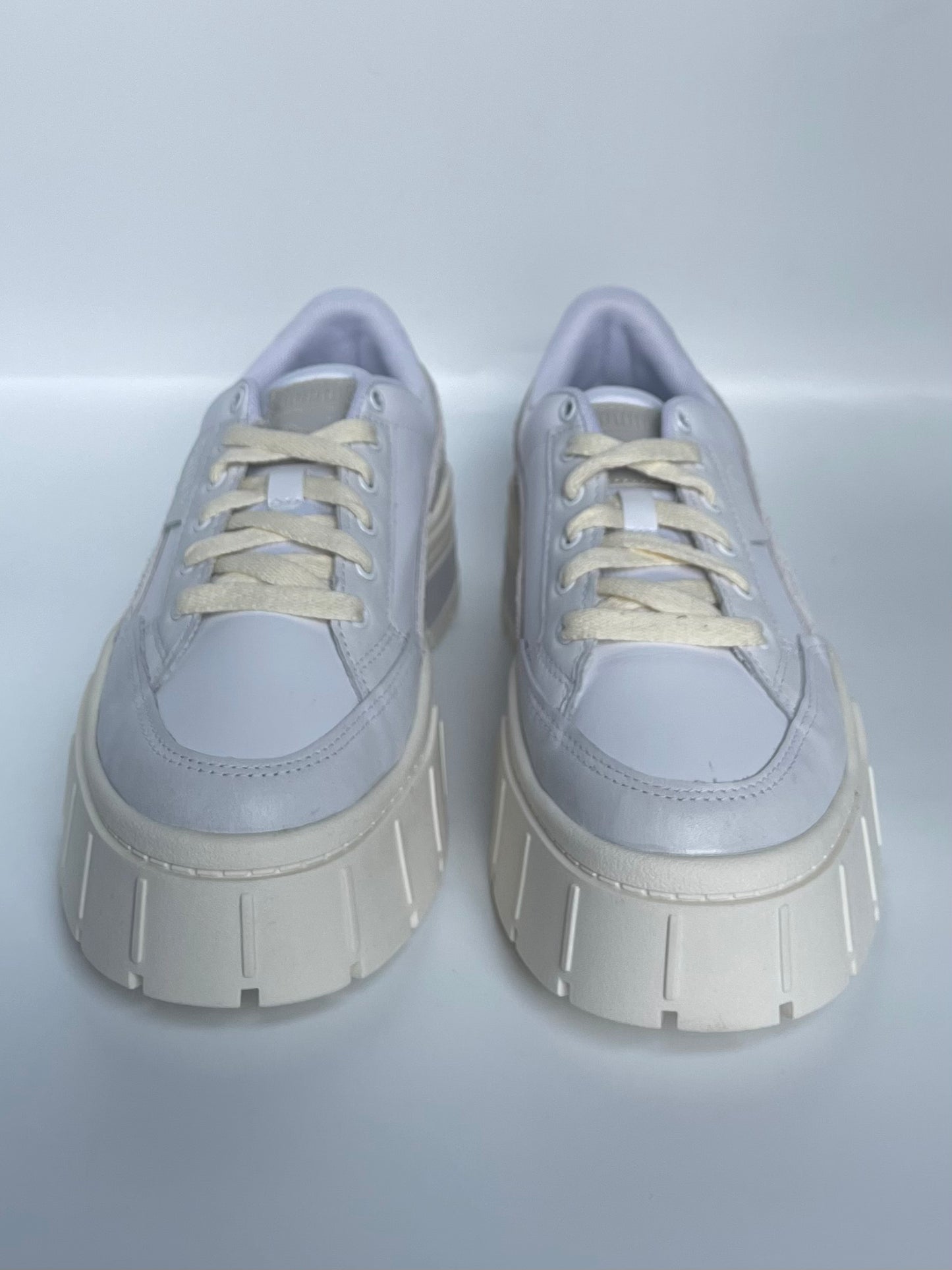 Puma Mayze Stack Platform Trainers, White and Grey