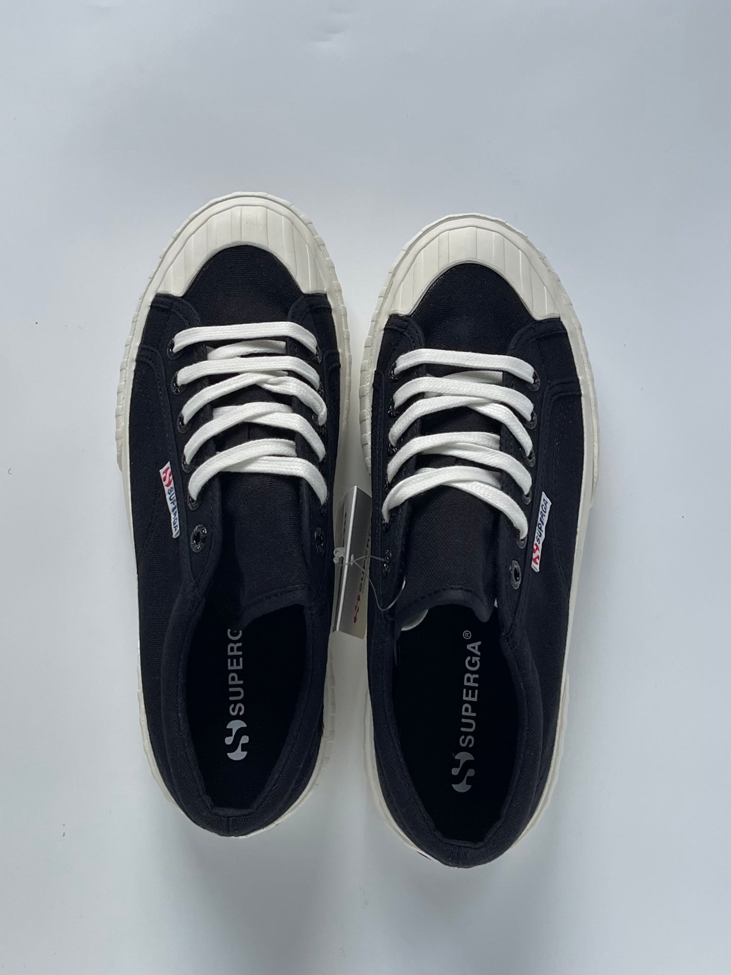 Superga 2631 Stripe Platform Trainers, Black