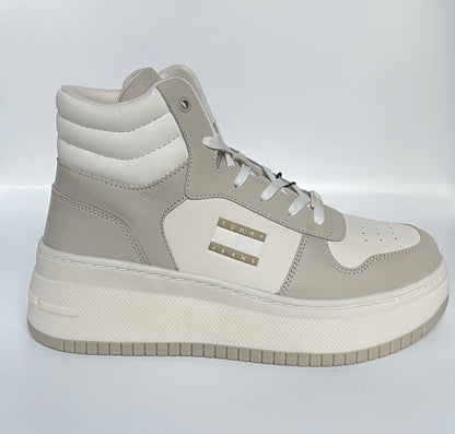 Tommy Jeans Retro Basket Trainers, Stone Hi-Top