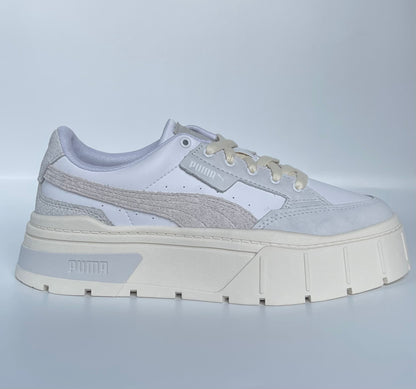 Puma Mayze Stack Platform Trainers, White and Grey