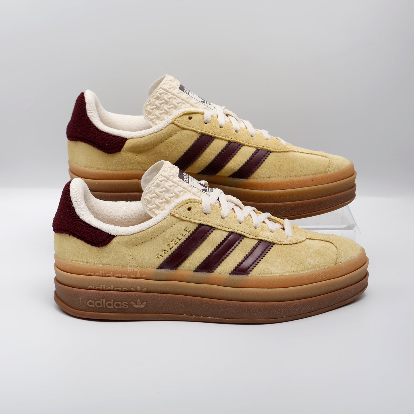 Adidas Gazelle Bold, Almost Yellow and Maroon Trainers