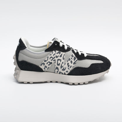 New Balance 327 Black Grey Leopard Trainers