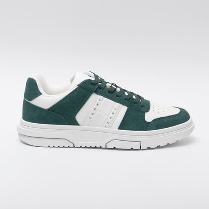 Tommy Jeans Mixed Material Cupsole Trainers, White and Green