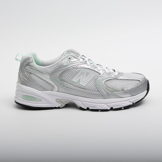 New Balance MR530 Trainers, Metallic Silver and Mint Green