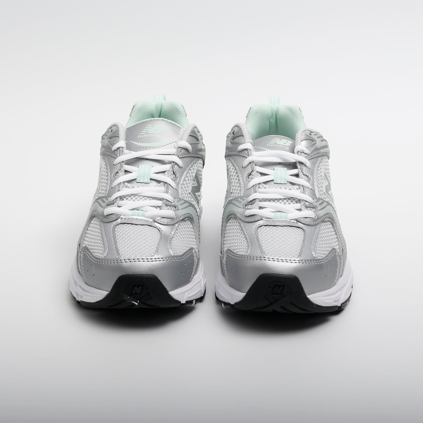 New Balance MR530 Trainers, Metallic Silver and Mint Green