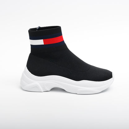 Tommy Jeans Sock Boot Trainers, Black and White