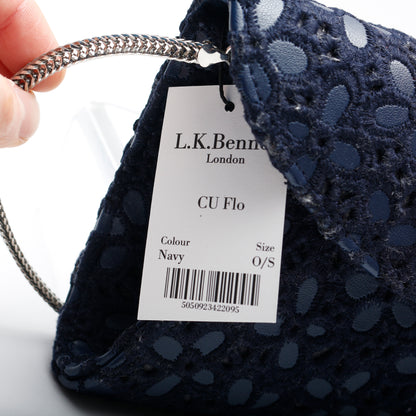 L.K. Bennett Women's CU Flo Navy Blue Floral Clutch Bag With Silver Strap