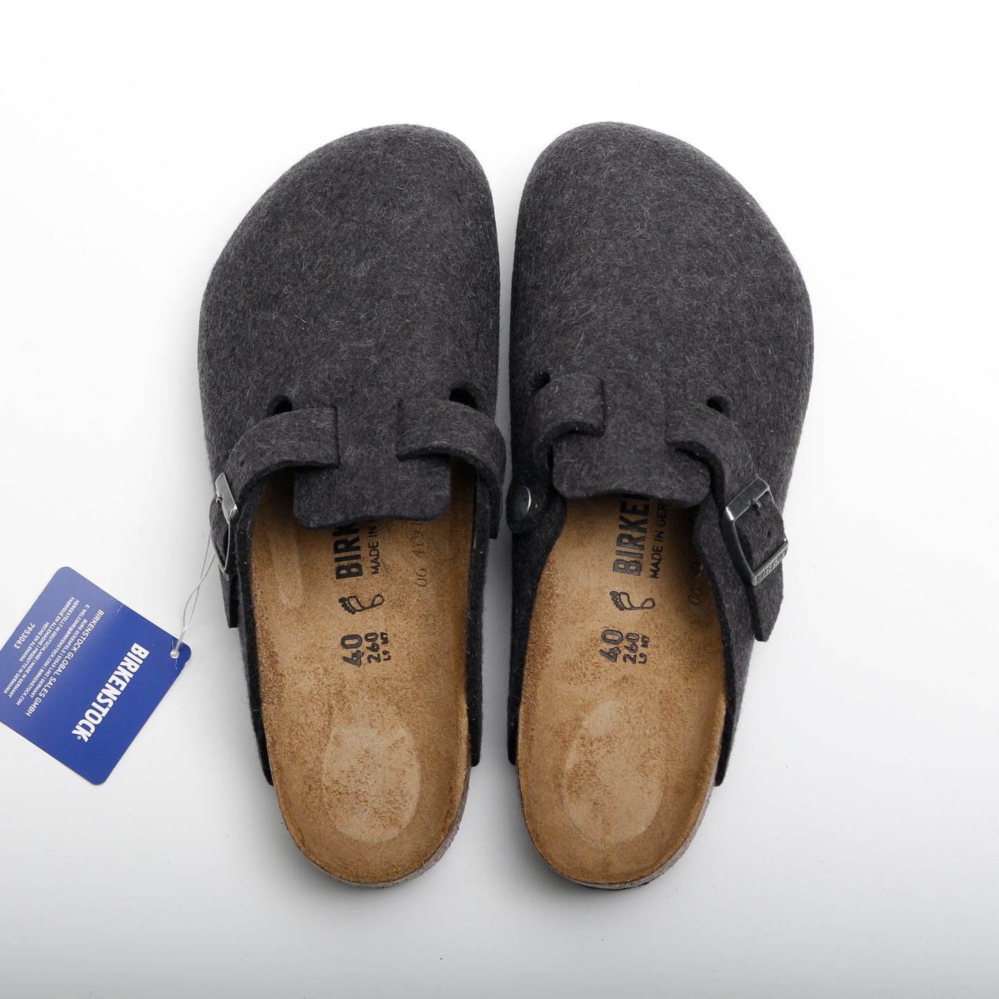 Birkenstock Boston Clogs, Anthracite Wool