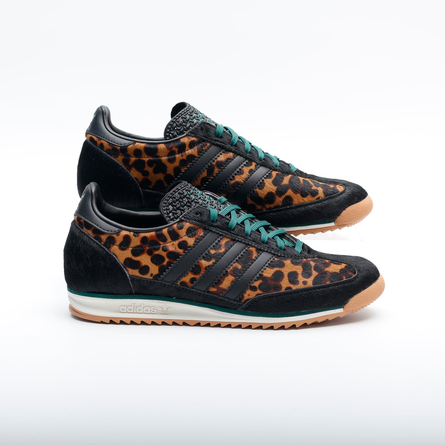 Adidas SL 72 Trainers, Black Off white Collegiate Green Leopard