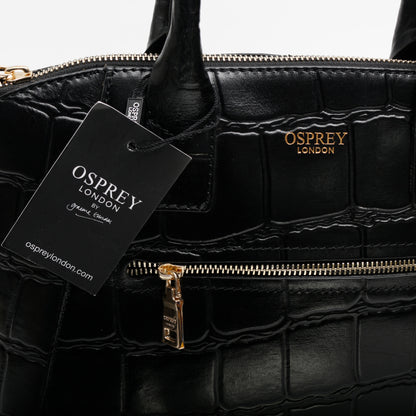 Osprey Leather Croc Print Bag, Black