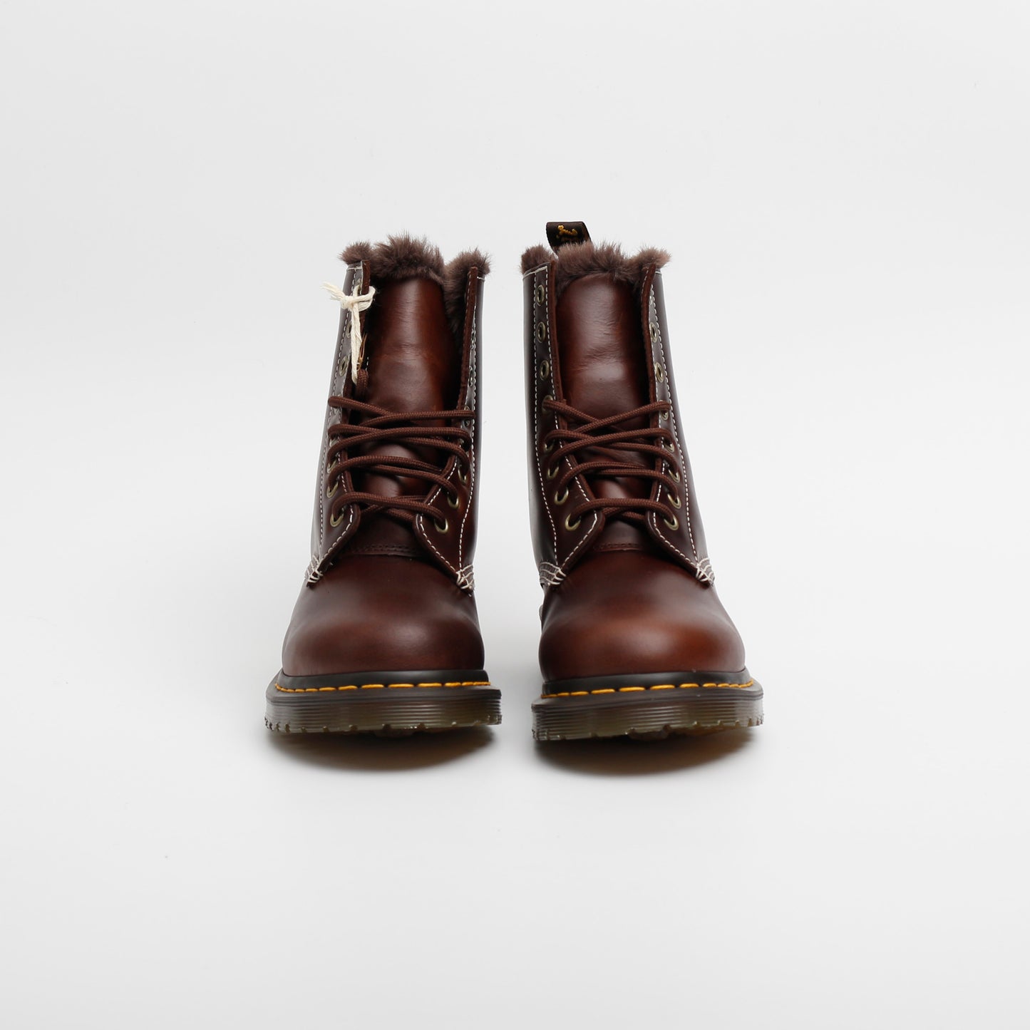 Dr Martens 1460 Serena Faux Fur Lined Leather Lace Up Boots, Dark Brown