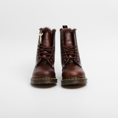 Dr Martens 1460 Serena Faux Fur Lined Leather Lace Up Boots, Dark Brown