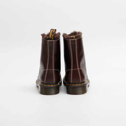 Dr Martens 1460 Serena Faux Fur Lined Leather Lace Up Boots, Dark Brown